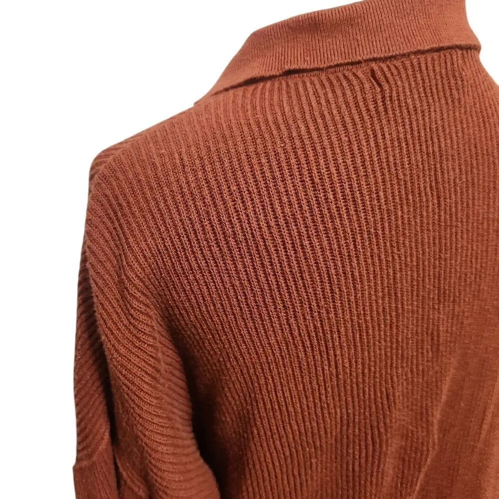 Natural Life Sweater Dress Small Medium Rust Orange Brown Ribbed Midi - Picture 12 of 13